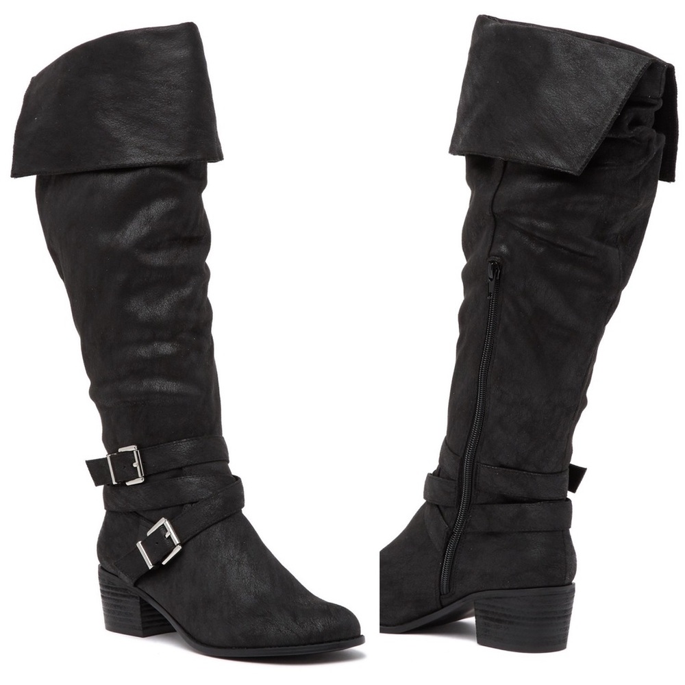 Carlos Santana Black Knee-High Boots